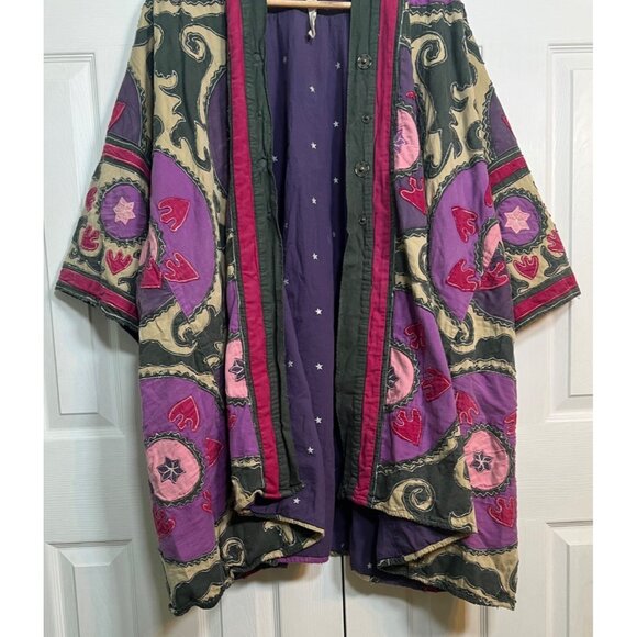 Magnolia Pearl Appliqué Hippie Kimono-Style Coat Jacket OS - Picture 8 of 16